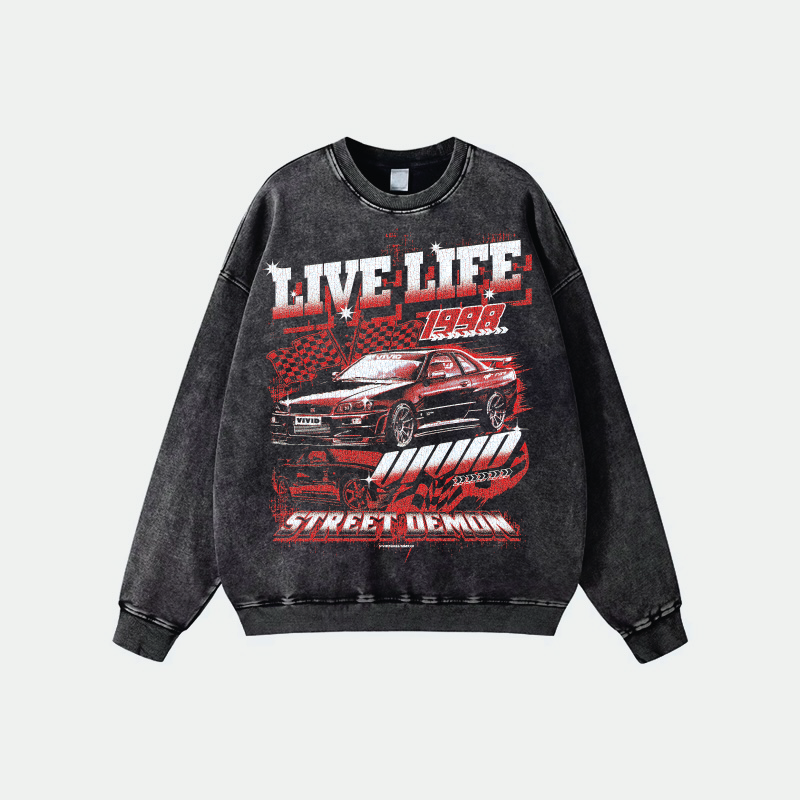 Overzise Sweatshirt Acid Wash