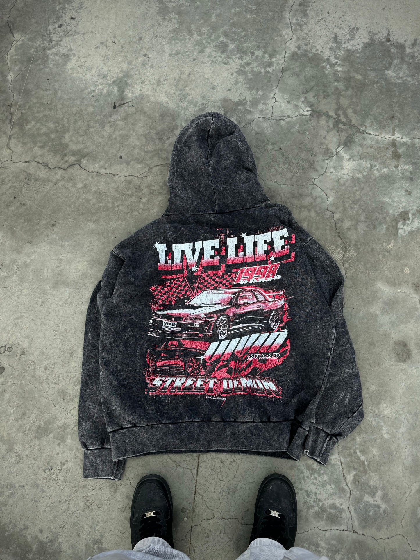 Overzise Hoodie Acid Wash